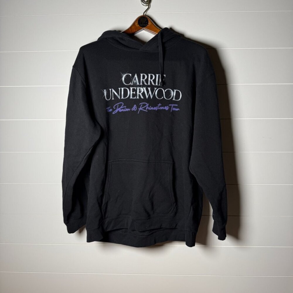Carrie Underwood Women's Denim & Rhinestones Tour Hoodie Sweatshirt in Black XL